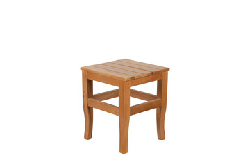 Fototapeta premium Handcrafted Wooden Side Table with Natural Oak Finish, Classic Design Small End Table with Curved Legs and Slatted Top for Living Room, Bedroom and Office Furniture