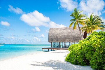 Fototapeta premium Beach resort in the Maldives, Asia