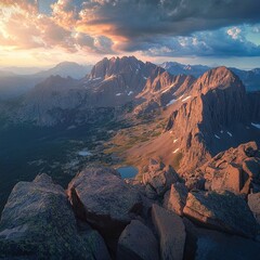 Obraz premium dramatic mountain scene at dusk