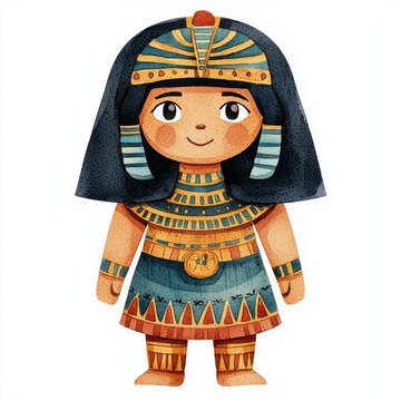 recommend clip art: Cute Watercolor Egyptian Pharaoh Child Cartoon Illustration Ancient Egypt History Culture