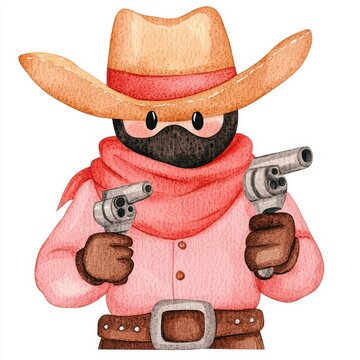 recommend clip art: Cute Cowboy Gunslinger Watercolor Clipart Wild West Cartoon Kid Fun Illustration