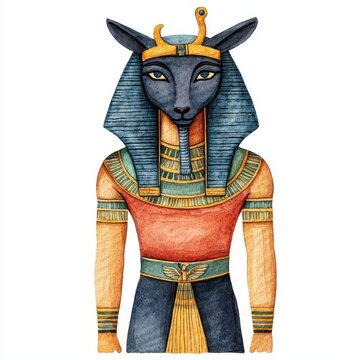 recommend clip art: Watercolor Egyptian God Ra Cute Cartoon Illustration Mythology Ancient Egypt Deity Pastel Colors