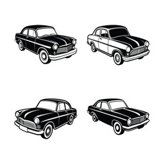 Obraz premium Vintage Cars Collection - Classic Car Illustrations