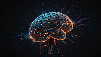 Fototapeta premium cool cyber hologram style human brain illustration photo made by AI generative