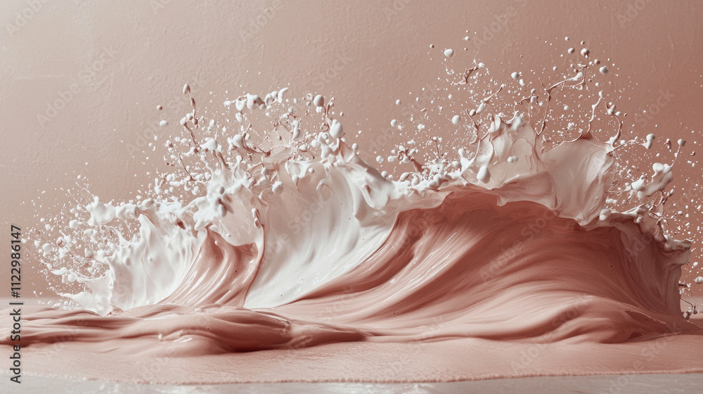 Poster Rich shades of Mocha Mousse come alive as playful splashes and velvety streams create a captivating dance of color and texture