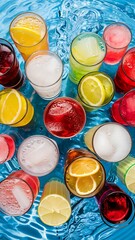 Fresh drink lemonade mojito on wooden table mojitos with mint leaves lime and ice outdoor