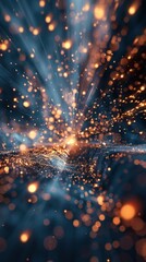 Obraz premium Captivating explosion of vibrant sparks and glowing lights in a dramatic display of energy and illumination creating a mesmerizing and captivating visual experience