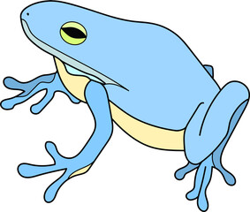 Naklejka premium Blue frog cartoon doodle amphibian cartoon art