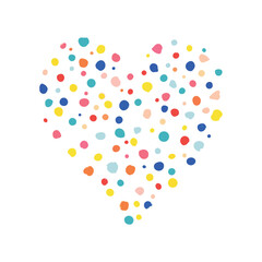 Colorful confetti dots with some overlapping vector design.