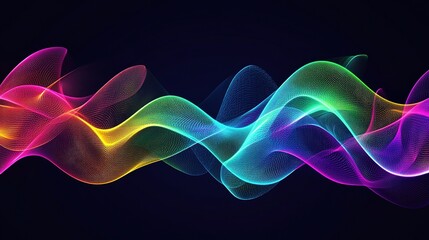 Obraz premium Vibrant Neon Abstract Wave Patterns in Dynamic Colors