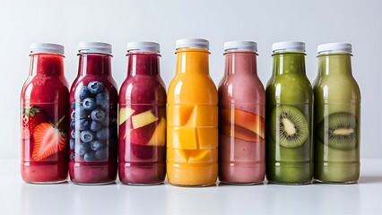 Drink in glass with ice and straw on beige background