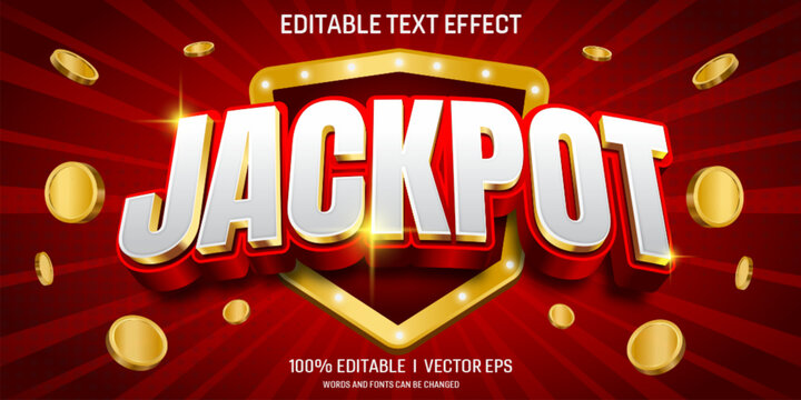  jackpot red color vector 3d text effect with modern style design