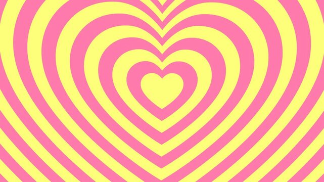 Pink Hypnotic stop motion heart shaped tunnel. Y2k trendy design wallpapper psychedelic 4k seamless looped video background.	
