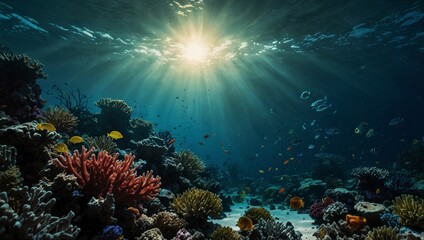 Obraz premium beautiful and clean underwater coral reef view made by AI generative
