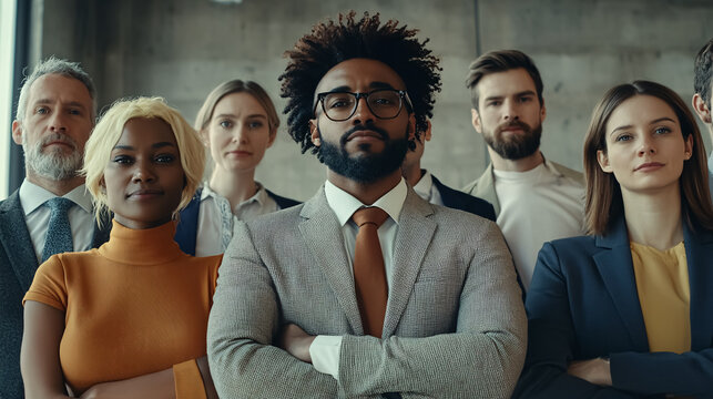 Wouldn�t you like to be part of this team? A diverse group of business professionals posing after a successful meeting.