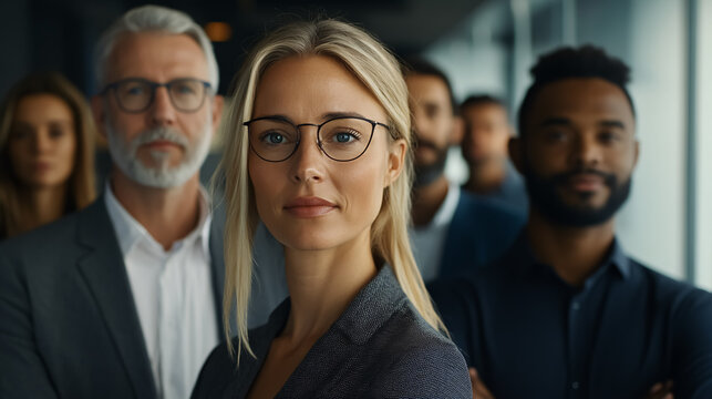 Wouldn�t you like to be part of this team? A diverse group of business professionals posing after a successful meeting.