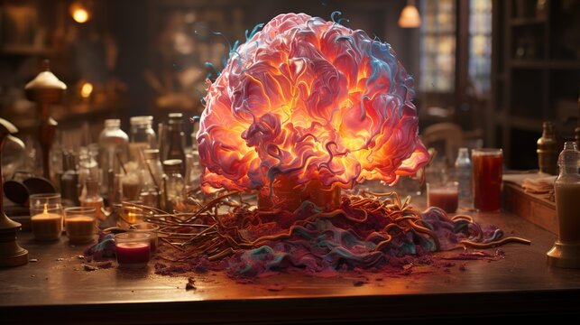 Human brain exploding creativity HD 8K wallpaper Stock Photographic Image