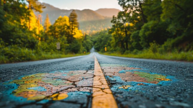 Budgeting Journey, a path or road with various financial milestones and signposts