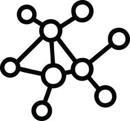 Network Connection Icon - Abstract Node and Link Structure Outline Vector Illustration