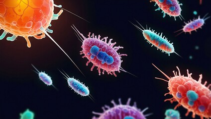 photo of bacteria microorganisms made by AI generative