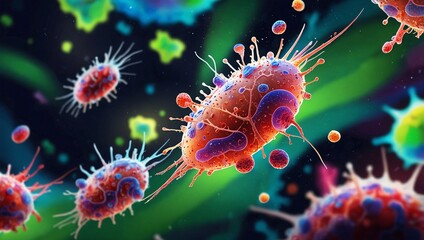 photo bacteria virus microorganisms made by AI generative