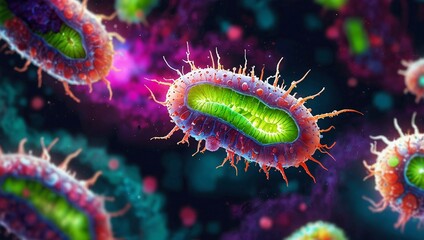 photo bacteria virus microorganisms made by AI generative