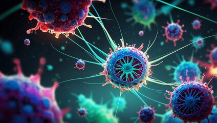 photo bacteria virus microorganisms made by AI generative