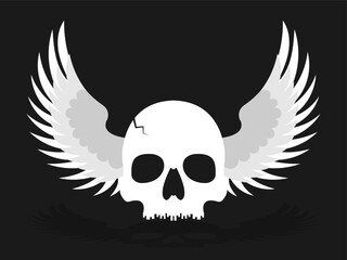 Obraz premium Skull with wings flat illustration vector