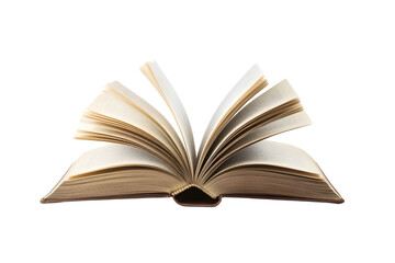 Fototapeta premium Opened book browsing pages shuffling isolated on transparent or white background, png