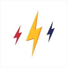 Simple lightning bolts in bold flat colors vector design.