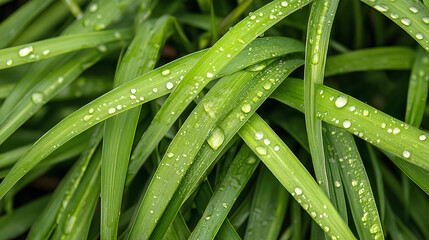Fresh morning dew on green grass with water droplets