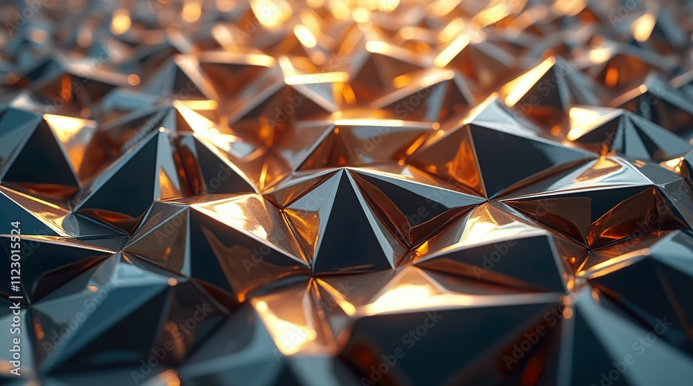 Fototapete dynamic metallic geometry: a close-up of intricate triangular and polygonal patterns