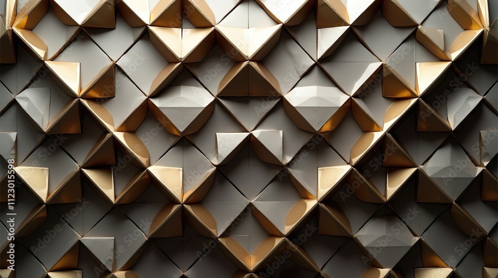 Fototapete dynamic metallic geometry: a close-up of intricate triangular and polygonal patterns