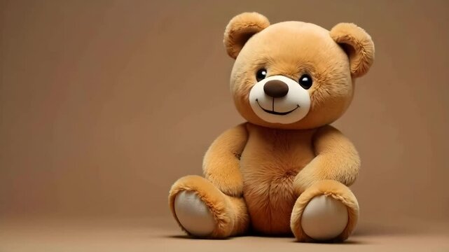 Teddy bear with animated expression, as if talking to its audience