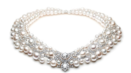 Obraz premium Luxurious pearl necklace with stunning diamond clasp, showcasing elegance and sophistication. Perfect for special occasions and formal events