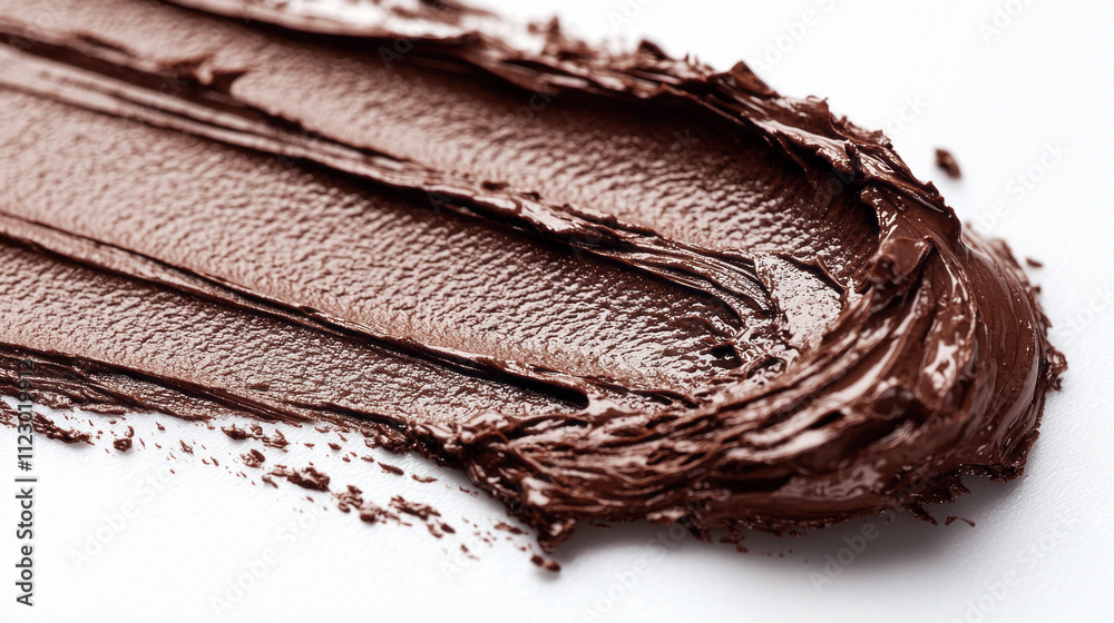 Poster indulging in the smooth, creamy richness of mocha mousse as it is artfully spread, showcasing its in