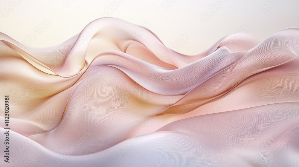 Poster flowing layers of mocha and pastel hues blend seamlessly, evoking tranquility and elegance in a mode