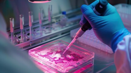 Bioengineer Utilizing Advanced Equipment in a Sterile Lab for Stem Cell Research and Manipulation