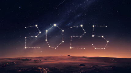 2025 New Year, 2025 Starry Night illustration