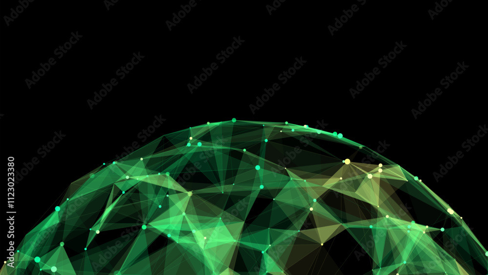 Poster vector sci-fi colors sphere with particles and lines. concept network connection. frame sphere. abst