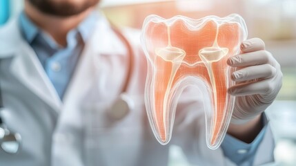 Exploring oral health close-up of tooth model examination in bright dental clinic