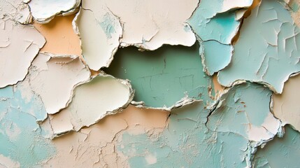 Obraz premium Highly textured composition with peeling layers of paint in vintage-inspired colors