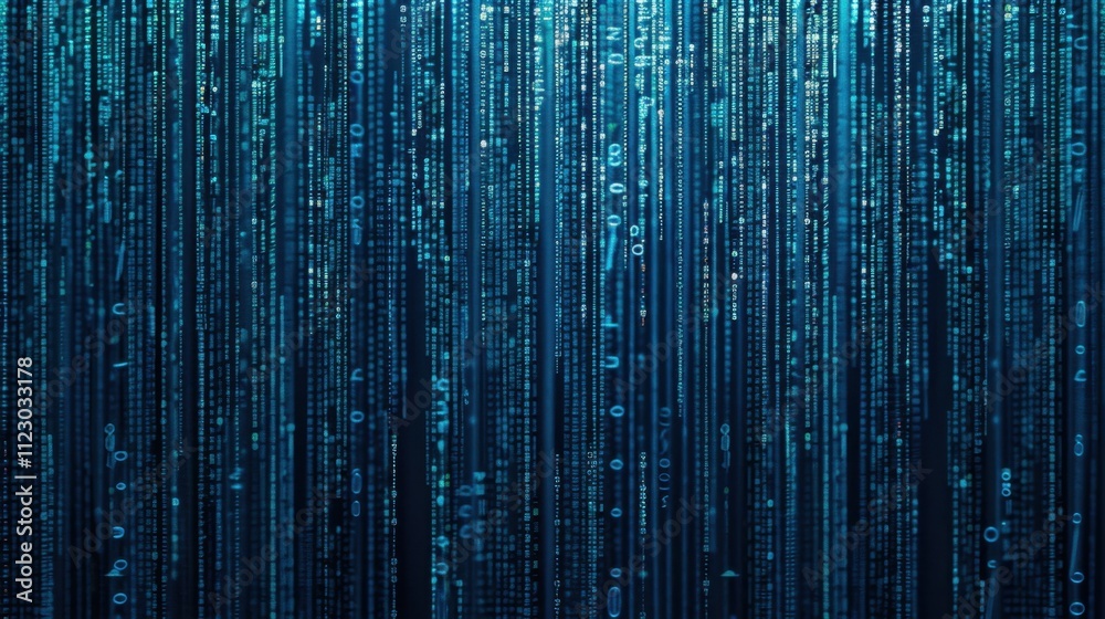 Wall mural binary code on a dark blue background. abstract cyberspace concept.