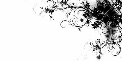 Black Floral Illustration Background