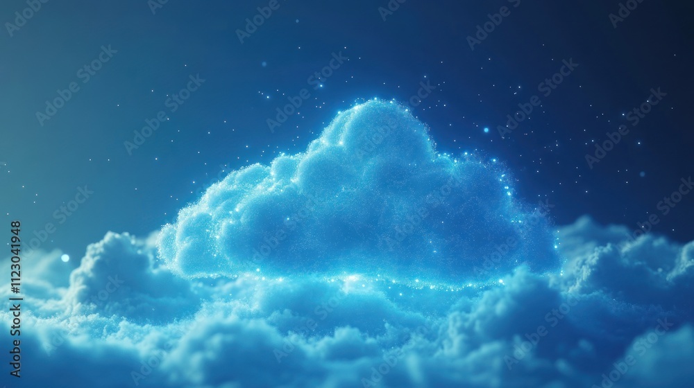 Wall mural luminous cloud computing: digital transformation in a celestial realm