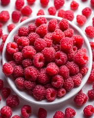  juicy red berries, ripe raspberries, floating berries, sweet and fresh, healthy raspberries, summer fruits, raspberry close-up, vibrant red fruit, berry clusters, natural berries, delicious raspberri