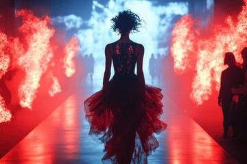 woman in red dress