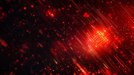 Fototapeta premium Abstract Red Digital Stream Background: Futuristic Technology Design