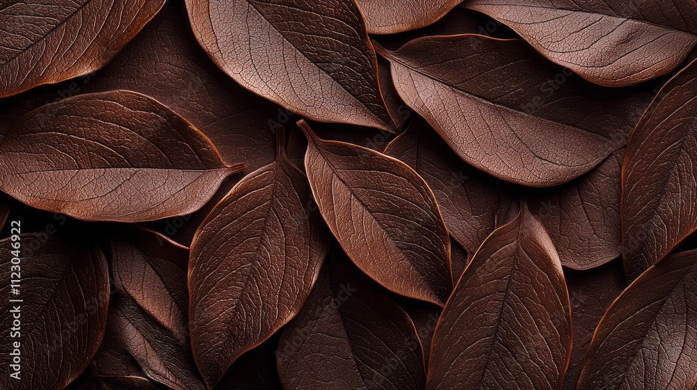 Poster brown leaves create a captivating pattern that showcases the trendy mocha and natural colors and inv