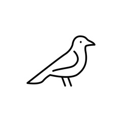 Bird icon. Simple outline style. Little bird silhouette, cute standing, nature, wild, wings, fauna, animal, wildlife concept. Thin line symbol. Vector illustration isolated.